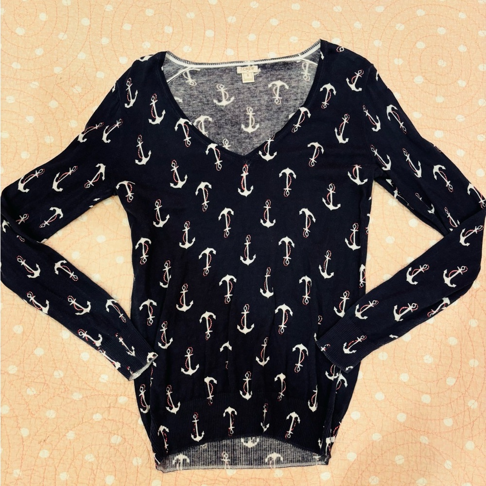 J Crew Anchor V Neck Sweater